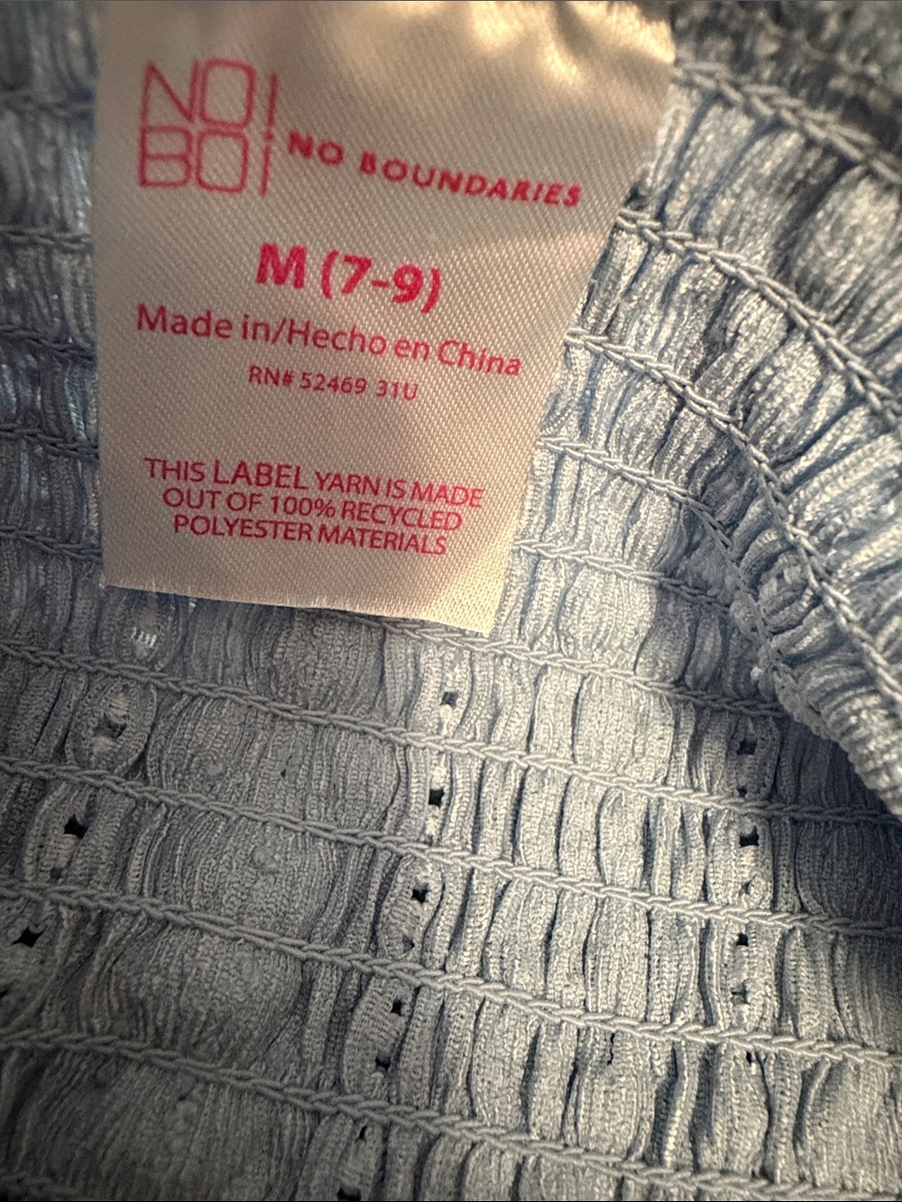 No Boundaries Light Blue Eyelet Mini Dress with Front Ring - Picture 2 of 7